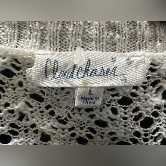 Cloude Chaser Women's Size L White Open Knit Cardigan Sweater Soft Casual NWOT - Picture 9 of 11